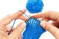 Knitting with two spokes isolated Royalty Free Stock Photo