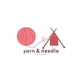 Knitting Vintage Logo, Needle & Yarn Logo, Fashion Retro Simple Logo, Sign, Icon Vector Design Royalty Free Stock Photo
