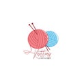 Knitting Vintage Logo, Tailor, Needle, Yarn, Fashion Retro Simple Logo, Sign, Icon Vector Design