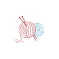 Knitting Vintage Logo, Tailor, Needle, Yarn, Fashion Retro Simple Logo, Sign, Icon Vector Design