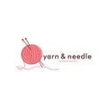 Knitting Vintage Logo, Tailor, Needle, Yarn, Fashion Retro Simple Logo, Sign, Icon Vector Design Royalty Free Stock Photo