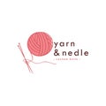 Knitting Vintage Logo, Tailor, Needle, Yarn, Fashion Retro Simple Logo, Sign, Icon Vector Design