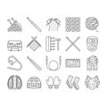 knitting wool thread knit craft icons set vector