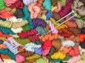 Knitting wools and needles Royalty Free Stock Photo