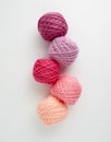 Knitting yarn balls in pink tone. Royalty Free Stock Photo