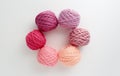 Knitting yarn balls in pink tone. Royalty Free Stock Photo