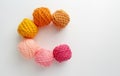 Knitting yarn balls in pink and yellow tone. Royalty Free Stock Photo