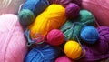 Knitting yarn in rainbow colors Royalty Free Stock Photo