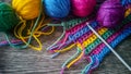 Knitting yarn in rainbow colors Royalty Free Stock Photo