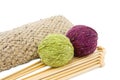 Knitting yarns and needles Royalty Free Stock Photo