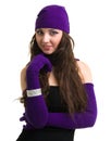 Knitwear. young woman wearing a winter cap Royalty Free Stock Photo