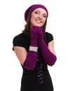 Knitwear. young woman wearing a winter cap Royalty Free Stock Photo