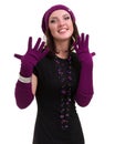 Knitwear. young woman wearing a winter cap Royalty Free Stock Photo