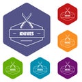 Knive icons vector hexahedron