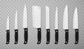 Knives assortment variety realistic set. Bread boning butcher carving chef cleaver table tools