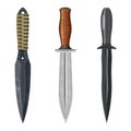 Knives and combat weapon blades or hunt daggers Royalty Free Stock Photo