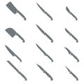Knives and hatchets icon set