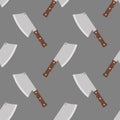 Knives Seamless Pattern on Grey. Kitchen Accessories Royalty Free Stock Photo