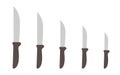 Knives size. Scale variability. Kitchen tools. Kitchenware collection. Vector illustration.