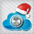 Knob on transparency cloud with santa claus hat