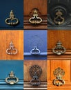 9 Knobs and handles collage Royalty Free Stock Photo
