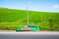 Knocked over and abandoned road sign England