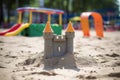 a knocked over sandcastle at a playground