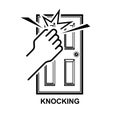 Knocker icon. Hand knocking on the door isolated on background