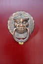 Knocker old red chinese door Royalty Free Stock Photo