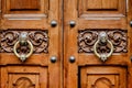 knocker on old wood door Royalty Free Stock Photo