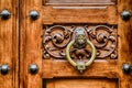 Knocker on old wood door Royalty Free Stock Photo