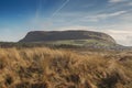 Knocknarea hill and Strandhill town in county Sligo, Warm sunny day, Nobody, Royalty Free Stock Photo