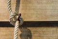 Knop of big rope on wood Royalty Free Stock Photo