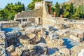 Knossos palace at Crete, Greece Knossos Palace, is largest Bronze Age archaeological site on Crete and the ceremonial