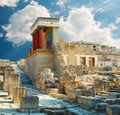 Knossos palace at Crete. Knossos Palace ruins. Heraklion, Crete, Greece. Detail of ancient ruins of famous Minoan palace Royalty Free Stock Photo