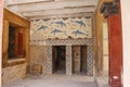 Knossos palace. Detail of ancient ruins of famous Minoan palace of Knosos. Crete island, Greece. Royalty Free Stock Photo