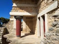 Knossos palace is the largest bronze age archaeological site on Crete island, Greece. Detail of ancient ruins of famous Minoan pal