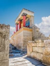 Knossos palace ruins at Crete island, Greece. Famous Minoan palace of Knossos,  vertical, closeup Royalty Free Stock Photo