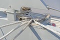 Knot on a bollard of a boat Royalty Free Stock Photo