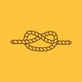 The knot icon. Node and tie, rope symbol. Flat