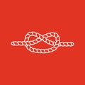 The knot icon. Node and tie, rope symbol. Flat