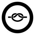Knot Rope tied Node Join concept Noose icon in circle round black color vector illustration flat style image