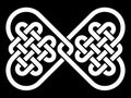 Knot in the shape of a bow tie, made from 2 heart shaped Celtic knots Royalty Free Stock Photo