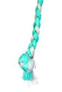 Knot on a thick blue rope, isolate on white background