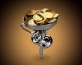 Knot tied on funnel full of Bitcoins as slow Bitcoin transfers