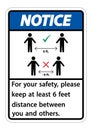 KNotice eep 6 Feet Distance,For your safety,please keep at least 6 feet distance between you and others