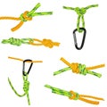 Knots and carabiners, set