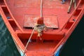 Knotted rope on fisherman`s boat