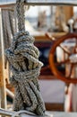 Knotted rope on yacht