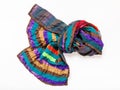 Knotted stitched patchwork scarf from silk strip